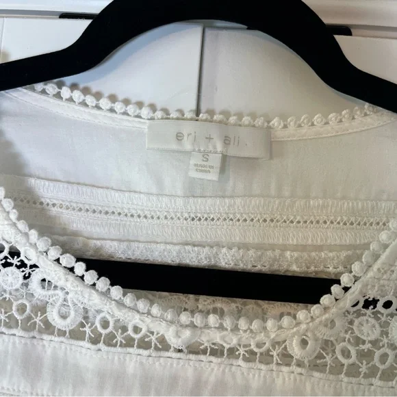 Anthropologie Eri + Ali White Blouse Peasant Long Sleeve Size Small Cotton - Picture 5 of 7